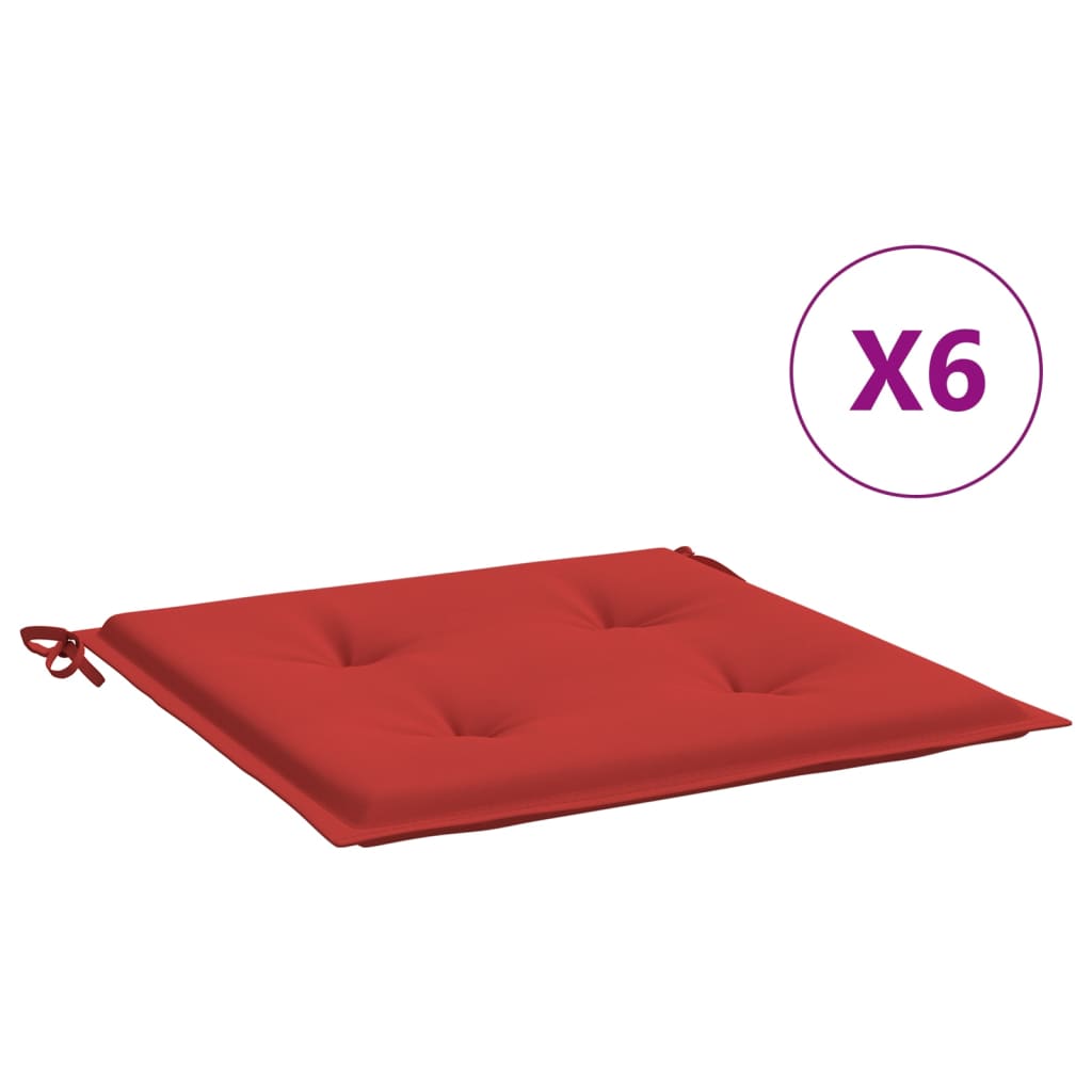vidaXL Μαξιλάρια Καρέκλας Κήπου 6τεμ Κόκκινα 50x50x4 εκ. Oxford Ύφασμα