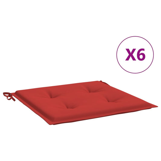 vidaXL Μαξιλάρια Καρέκλας Κήπου 6τεμ Κόκκινα 50x50x4 εκ. Oxford Ύφασμα