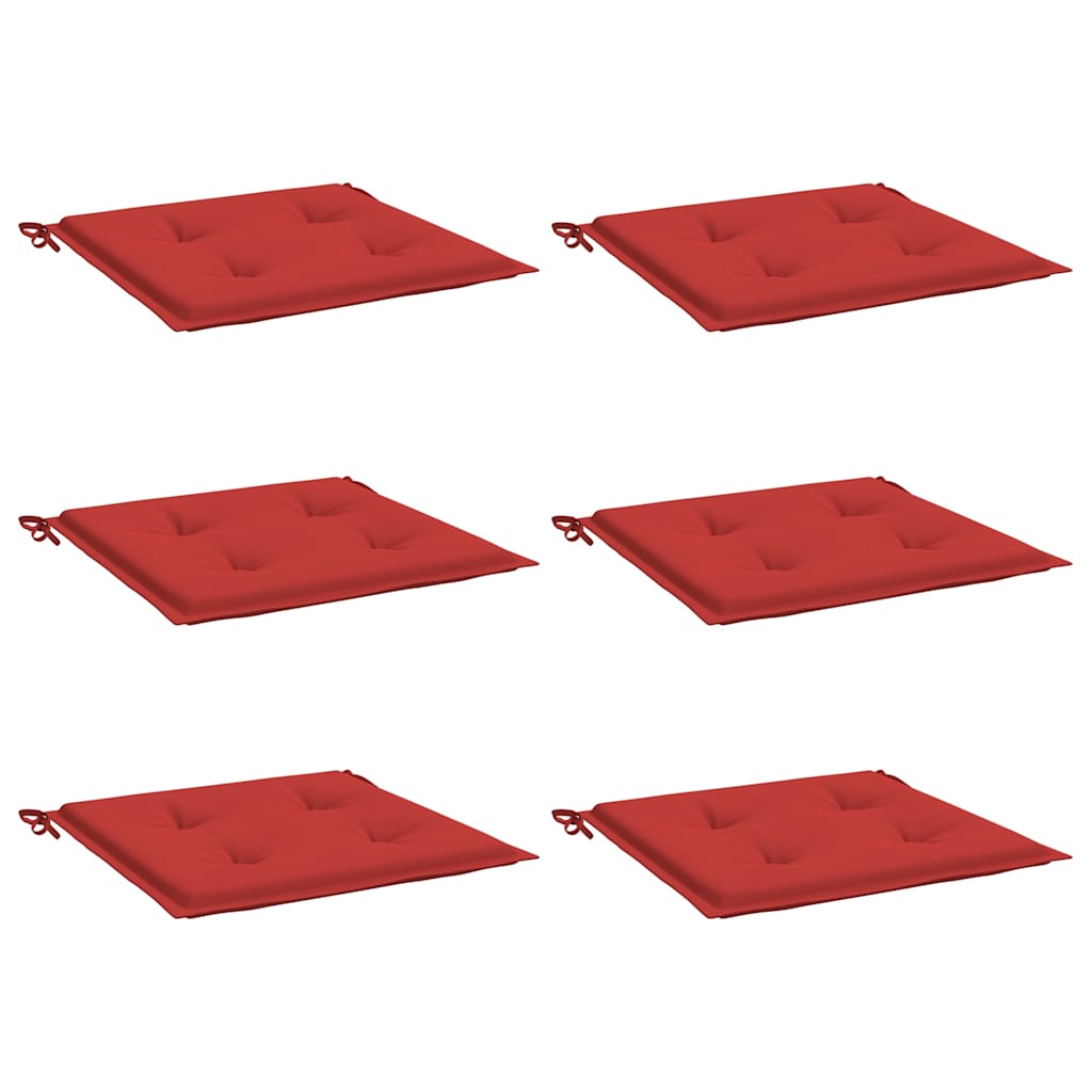 vidaXL Μαξιλάρια Καρέκλας Κήπου 6τεμ Κόκκινα 50x50x4 εκ. Oxford Ύφασμα