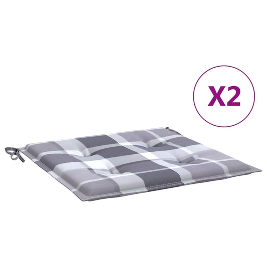 vidaXL Μαξιλάρια Καρέκλας 2τεμ Γκρι Καρό 50x50x3εκ. Ύφασμα Oxford