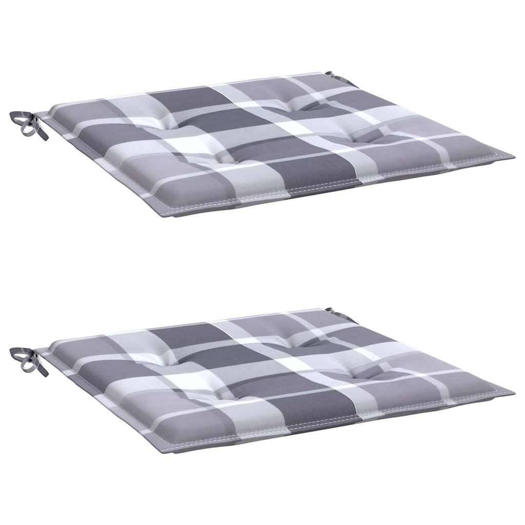 vidaXL Μαξιλάρια Καρέκλας 2τεμ Γκρι Καρό 50x50x4εκ. Ύφασμα Oxford