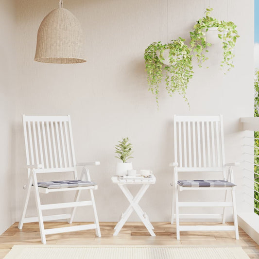 vidaXL Μαξιλάρια Καρέκλας 2τεμ Γκρι Καρό 50x50x4εκ. Ύφασμα Oxford