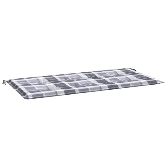 vidaXL Μαξιλάρι για Παγκάκι Κήπου Γκρι Καρό 120x50x4 εκ. Υφασμάτινο
