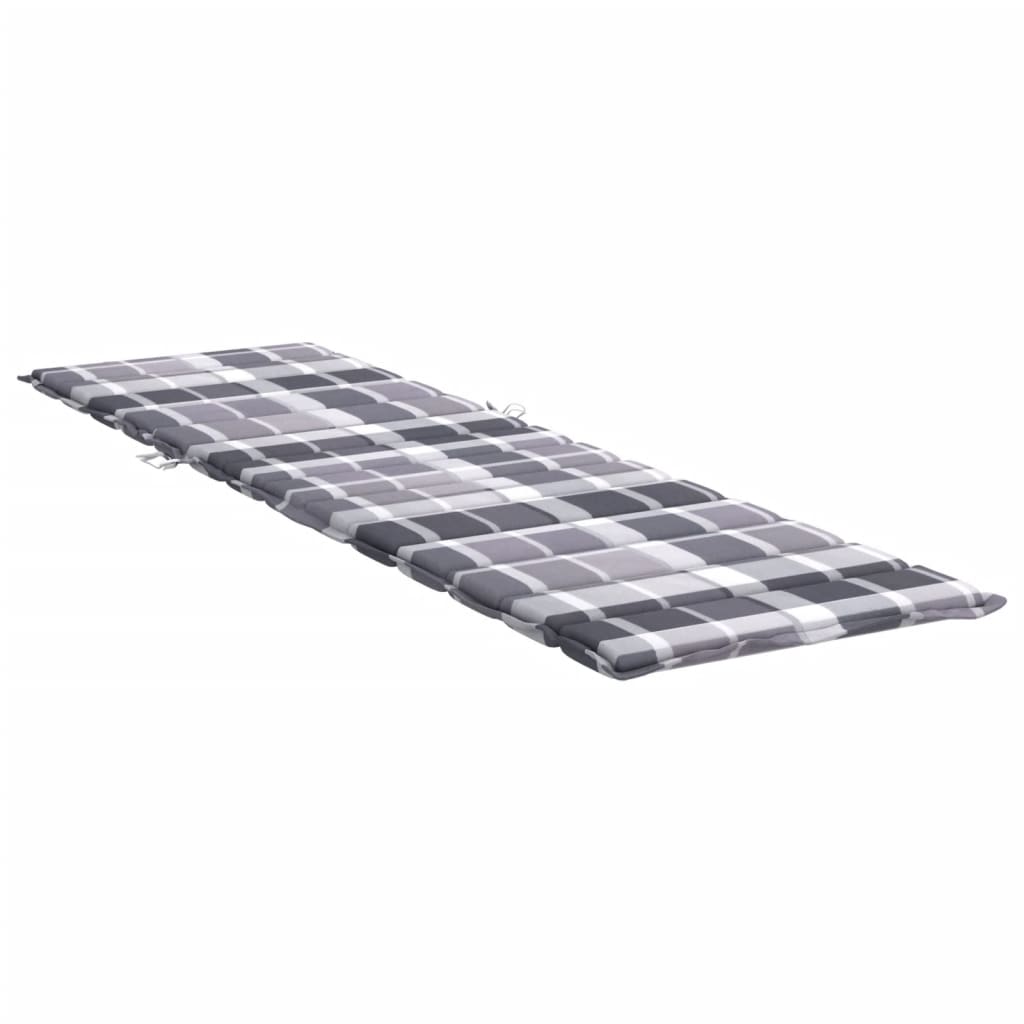 vidaXL Μαξιλάρι Ξαπλώστρας Γκρι Καρό 200 x 50 x 3εκ. από Ύφασμα Oxford