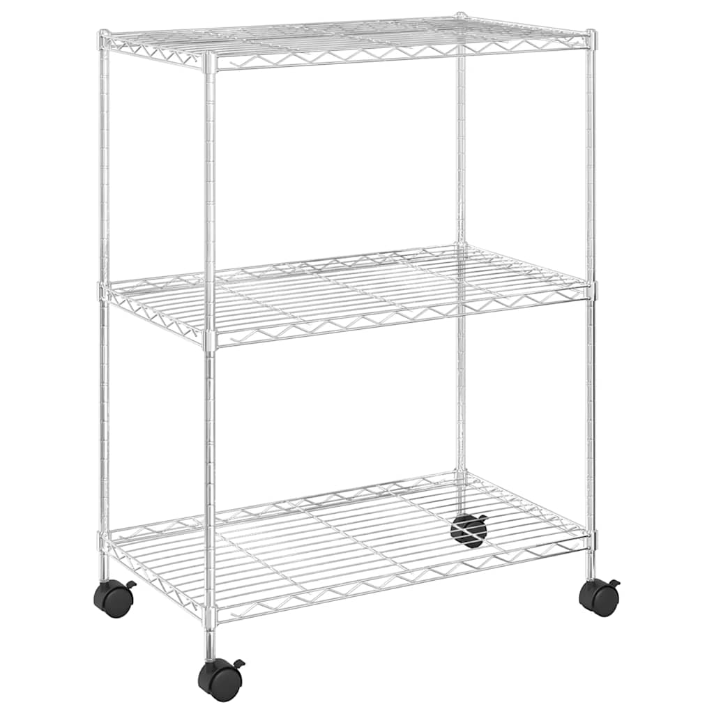 vidaXL Ραφιέρα 3 Επιπέδων με Τροχούς Χρωμέ 60x35x81 εκ. 150 κ.