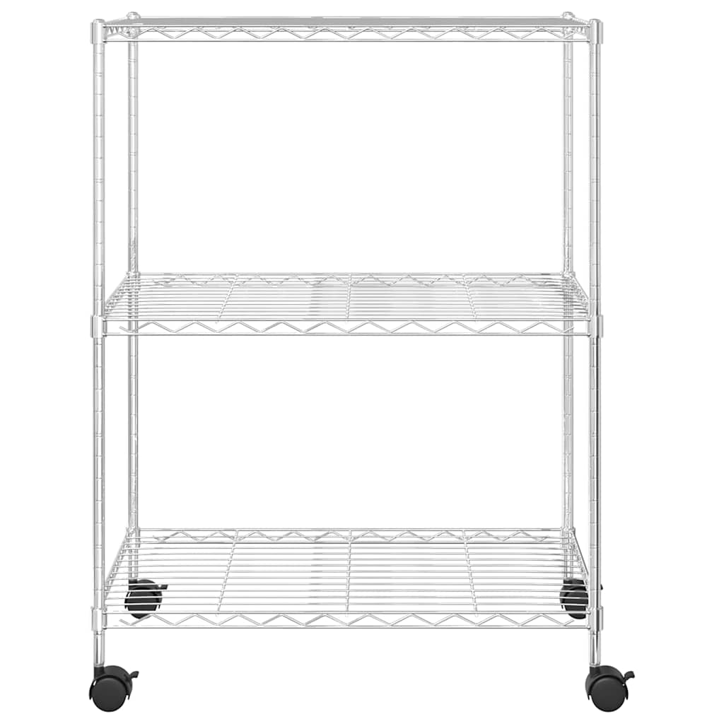 vidaXL Ραφιέρα 3 Επιπέδων με Τροχούς Χρωμέ 60x35x81 εκ. 150 κ.