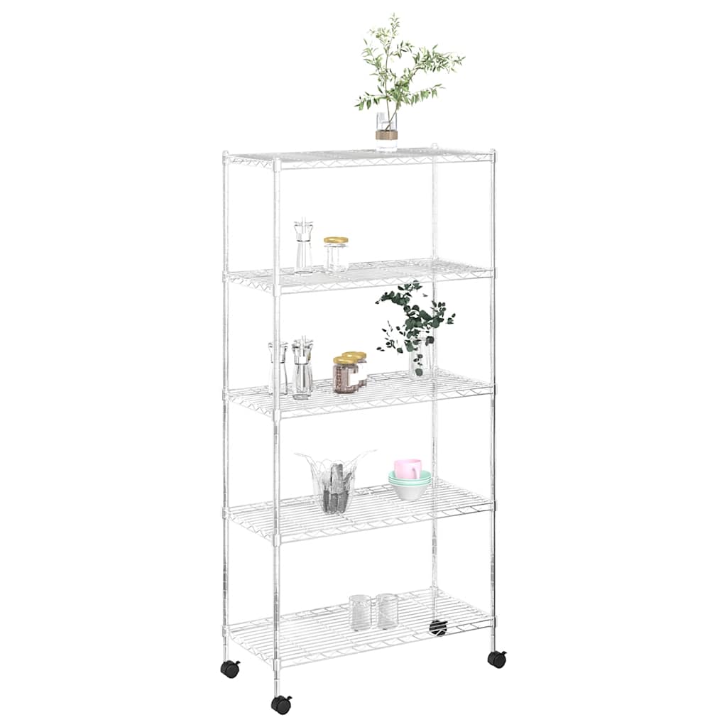 vidaXL Ραφιέρα 5 Επιπέδων με Τροχούς Χρωμέ 75x35x155 εκ. 250 κ.