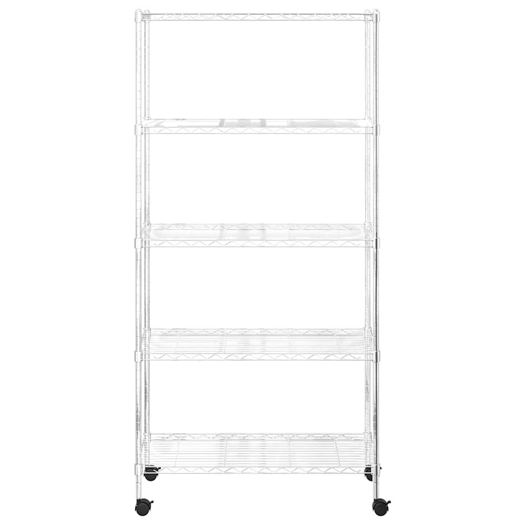 vidaXL Ραφιέρα 5 Επιπέδων με Τροχούς Χρωμέ 75x35x155 εκ. 250 κ.