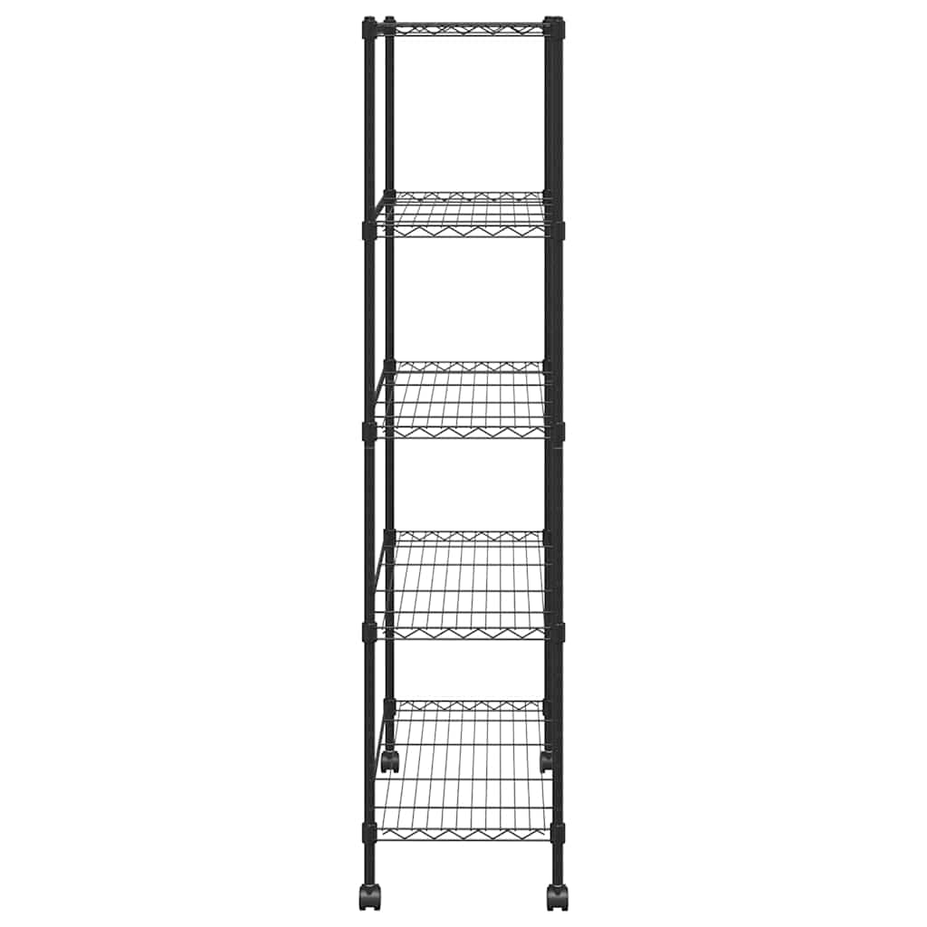vidaXL Ραφιέρα 5 Επιπέδων με Τροχούς Μαύρη 75x35x155 εκ. 250 κ.