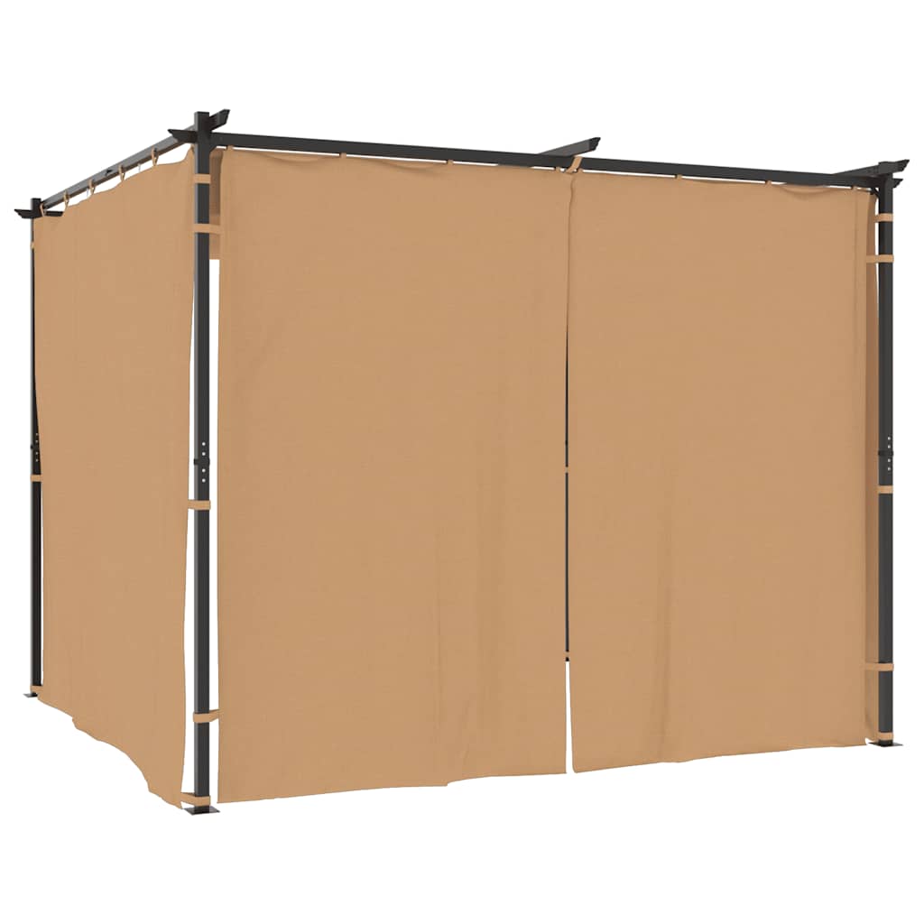 vidaXL Κιόσκι με Κουρτίνες Taupe 3 x 3 μ. Ατσάλινο