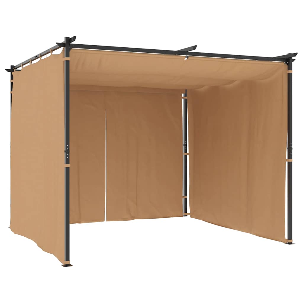 vidaXL Κιόσκι με Κουρτίνες Taupe 3 x 3 μ. Ατσάλινο