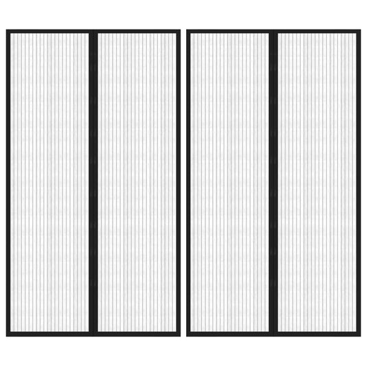 vidaXL Σίτα Πόρτας 2 Τεμαχίων Μαύρη 200 x 80 εκ. με Μαγνήτες