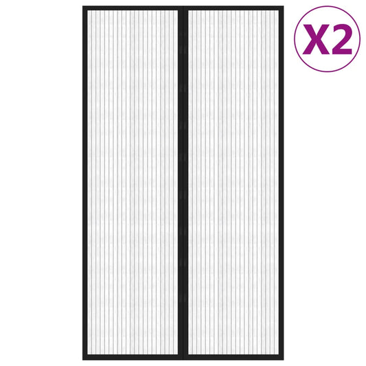 vidaXL Σίτα Πόρτας 2 Τεμαχίων Μαύρη 200 x 80 εκ. με Μαγνήτες