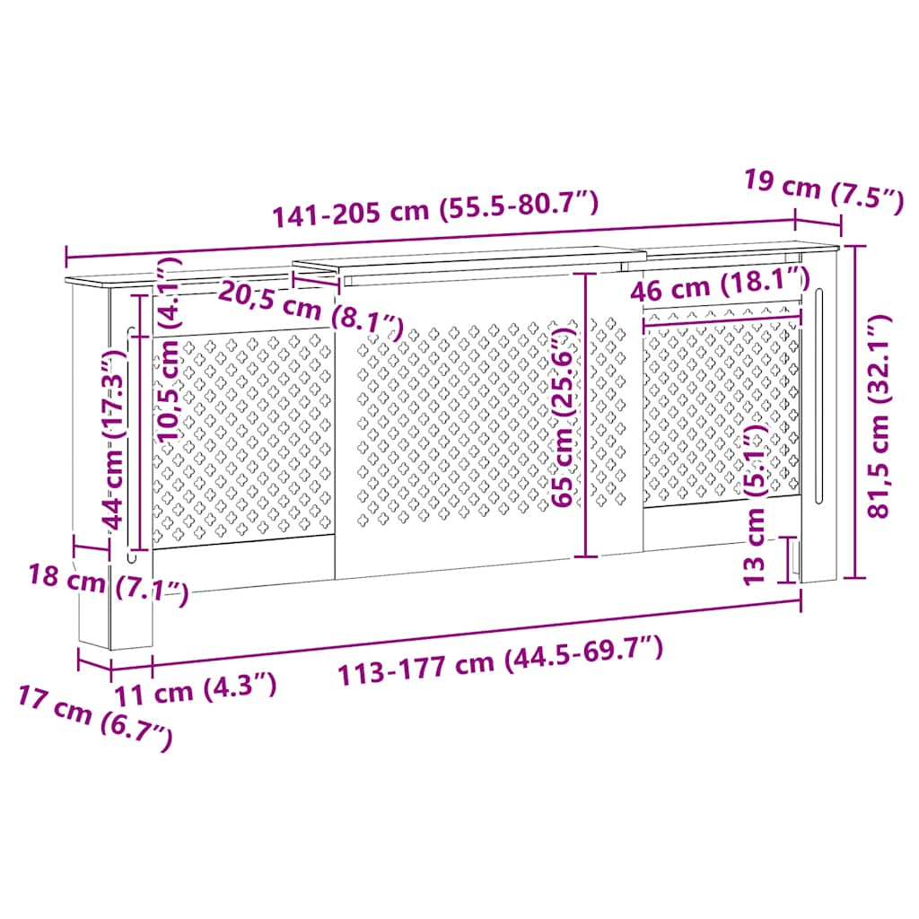 vidaXL Κάλυμμα Καλοριφέρ 205 εκ. από MDF