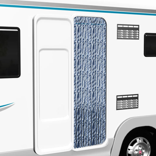 vidaXL Σήτα - Κουρτίνα Πόρτας Μπλε / Λευκό 118 x 220 εκ. από Σενίλ