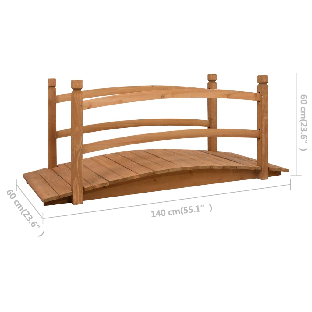 vidaXL Γέφυρα Κήπου 140 x 60 x 60 εκ. από Μασίφ Ξύλο Ελάτης