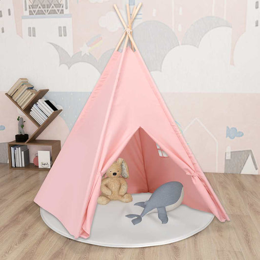 vidaXL Σκηνή Teepee Παιδική Ροζ 120x120x150 εκ. Peach Skin με Σάκο
