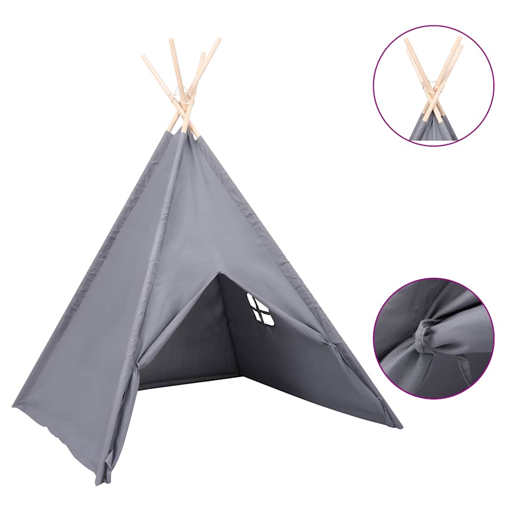 vidaXL Σκηνή Teepee Παιδική Γκρι 120x120x150 εκ. Peach Skin με Σάκο