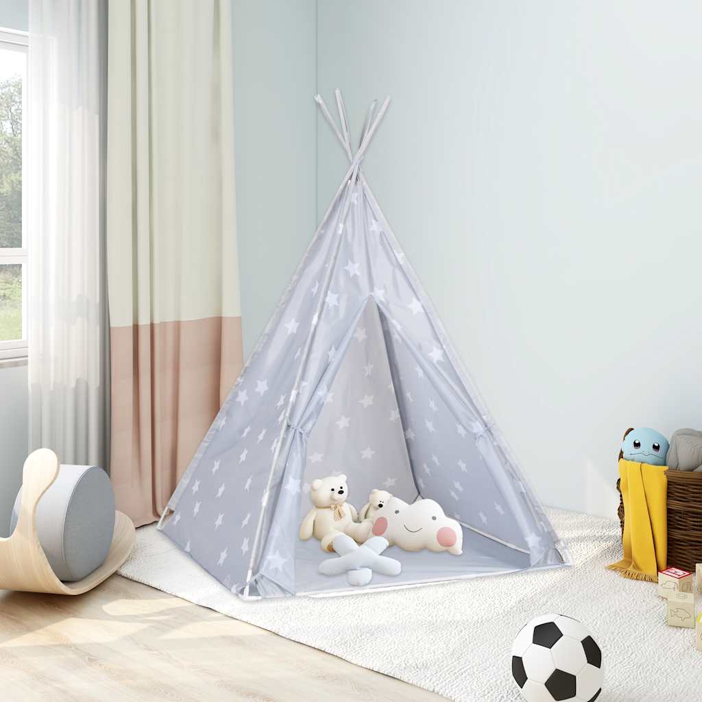 vidaXL Σκηνή Teepee Παιδική Γκρι 115x115x160 εκ. Πολυεστερική με Σάκο