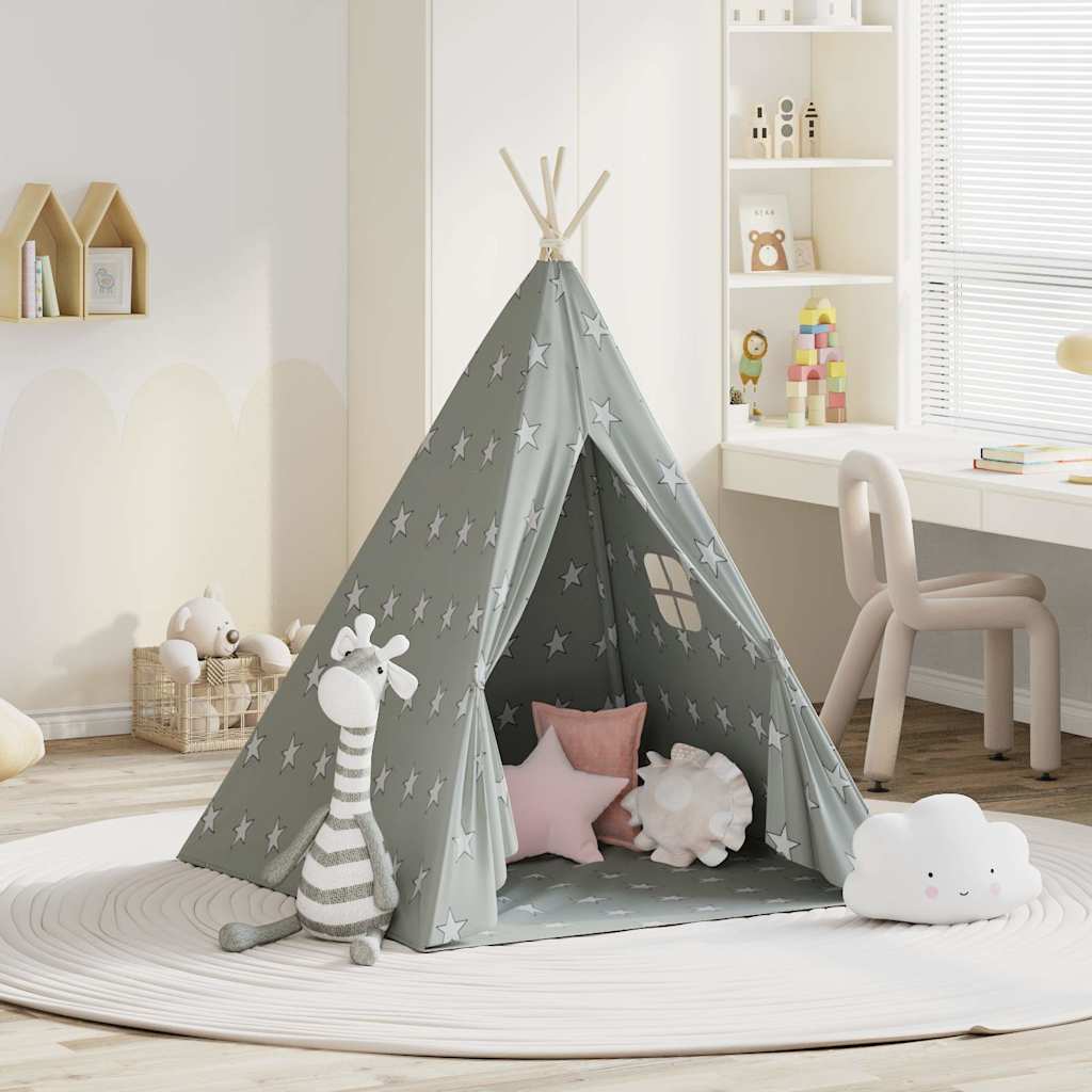 vidaXL Σκηνή Teepee Παιδική Γκρι 115x115x160 εκ. Πολυεστερική με Σάκο