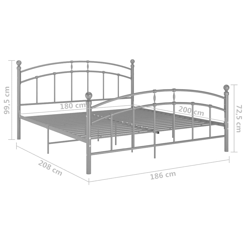 vidaXL Πλαίσιο Κρεβατιού Γκρι 180 x 200 εκ. Μεταλλικό