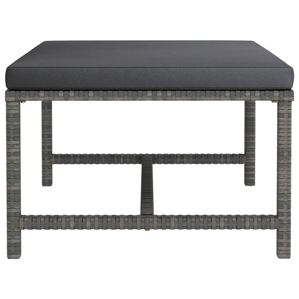 vidaXL Υποπόδιο Τμηματικό Γκρι από Συνθετικό Ρατάν με Μαξιλάρι