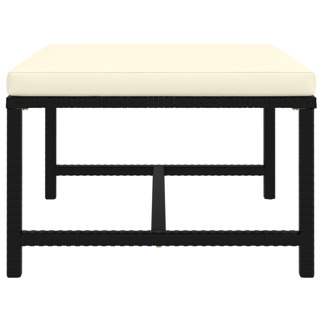 vidaXL Υποπόδιο Τμηματικό Μαύρο από Συνθετικό Ρατάν με Μαξιλάρι