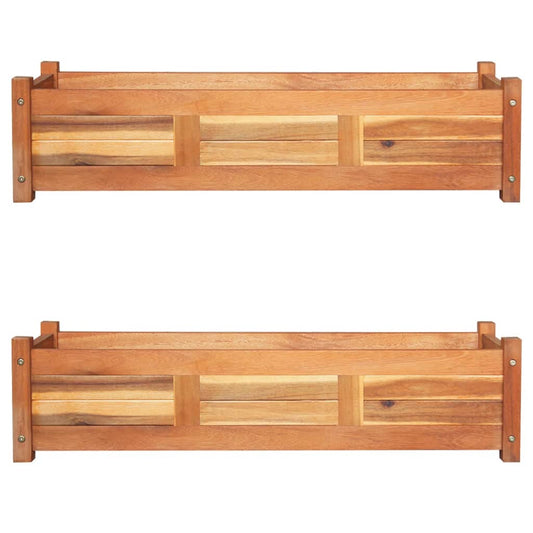 vidaXL Ζαρντινιέρες Υπερυψωμένες 2 τεμ. 100x30x25 εκ. από Ξύλο Ακακίας