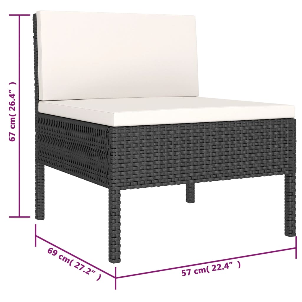 vidaXL Σαλόνι Κήπου 6 Τεμαχίων Μαύρο από Συνθετικό Ρατάν με Μαξιλάρια