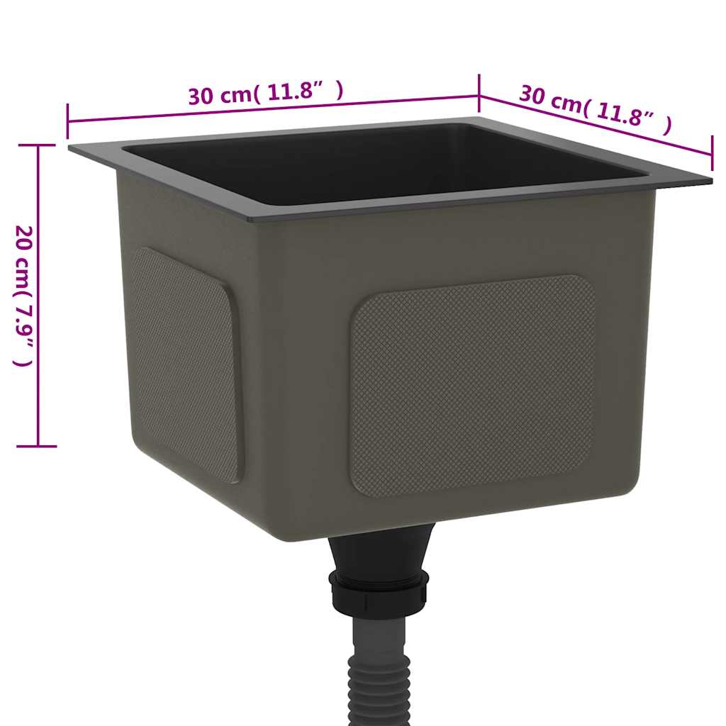 vidaXL Νεροχύτης Κουζίνας Χειροποίητος Μαύρος από Ανοξείδωτο Ατσάλι