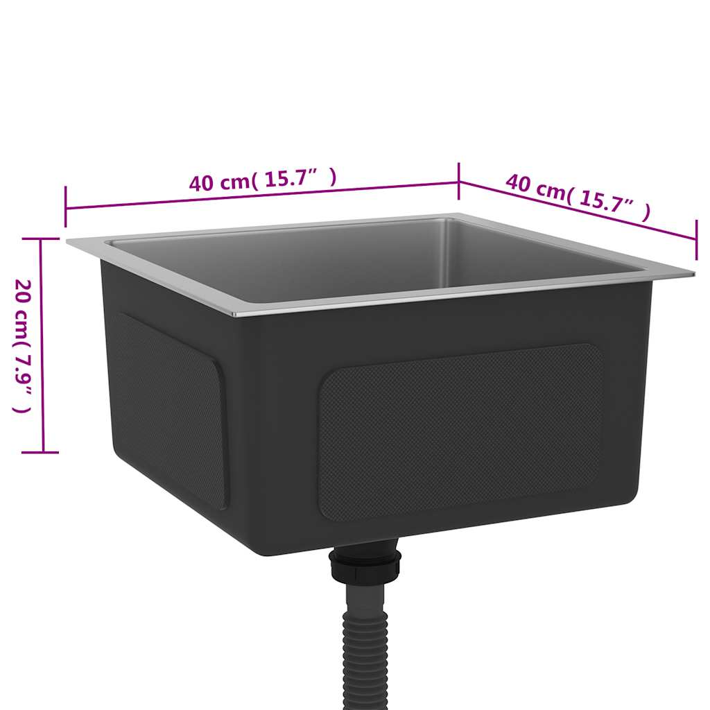 vidaXL Νεροχύτης Κουζίνας Χειροποίητος Μαύρος από Ανοξείδωτο Ατσάλι