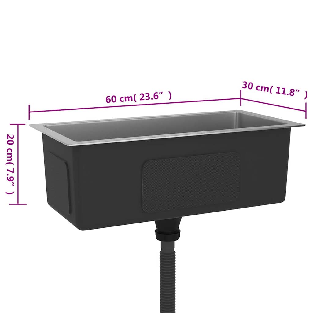 vidaXL Νεροχύτης Κουζίνας Χειροποίητος από Ανοξείδωτο Ατσάλι