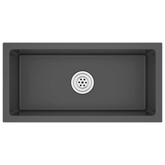 vidaXL Νεροχύτης Κουζίνας Χειροποίητος Μαύρος από Ανοξείδωτο Ατσάλι