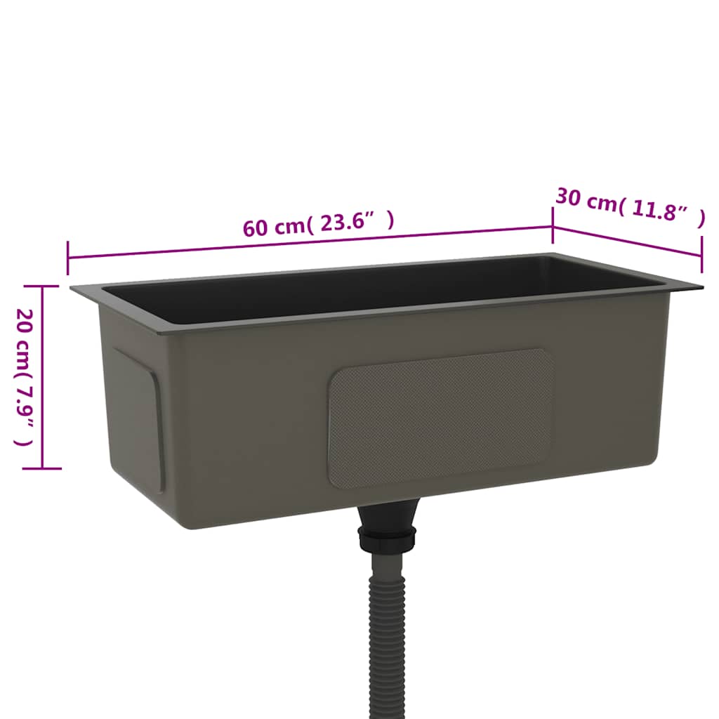 vidaXL Νεροχύτης Κουζίνας Χειροποίητος Μαύρος από Ανοξείδωτο Ατσάλι