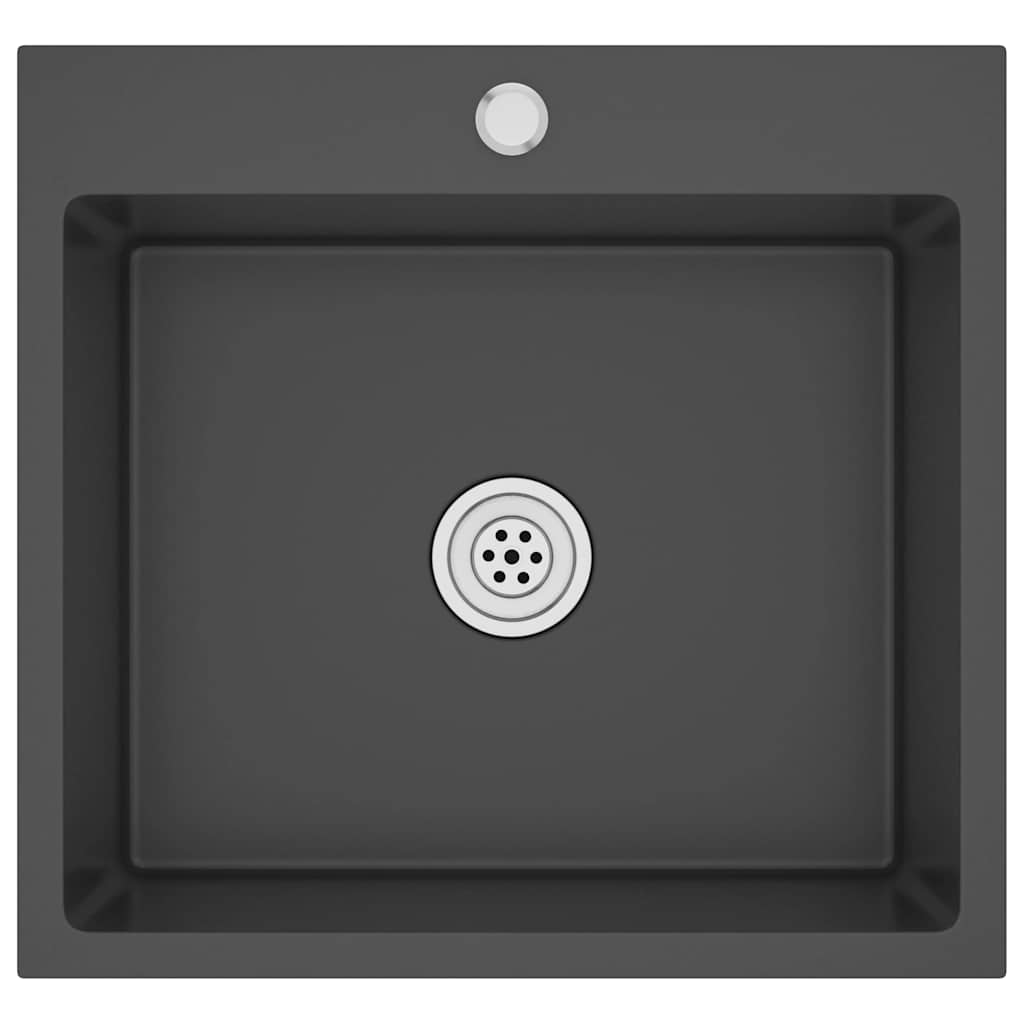 vidaXL Νεροχύτης Κουζίνας Χειροποίητος Μαύρος από Ανοξείδωτο Ατσάλι