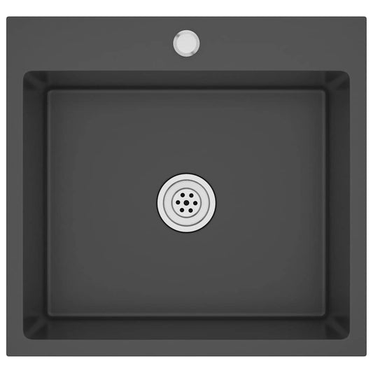 vidaXL Νεροχύτης Κουζίνας Χειροποίητος Μαύρος από Ανοξείδωτο Ατσάλι