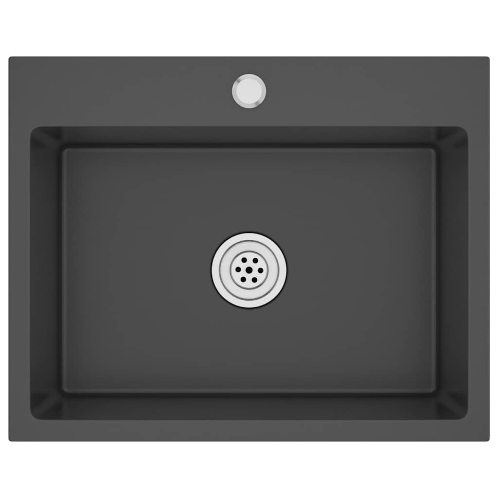 vidaXL Νεροχύτης Κουζίνας Χειροποίητος Μαύρος από Ανοξείδωτο Ατσάλι