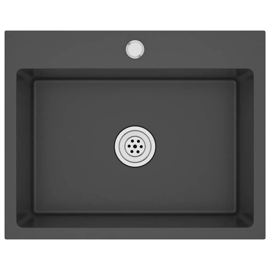 vidaXL Νεροχύτης Κουζίνας Χειροποίητος Μαύρος από Ανοξείδωτο Ατσάλι