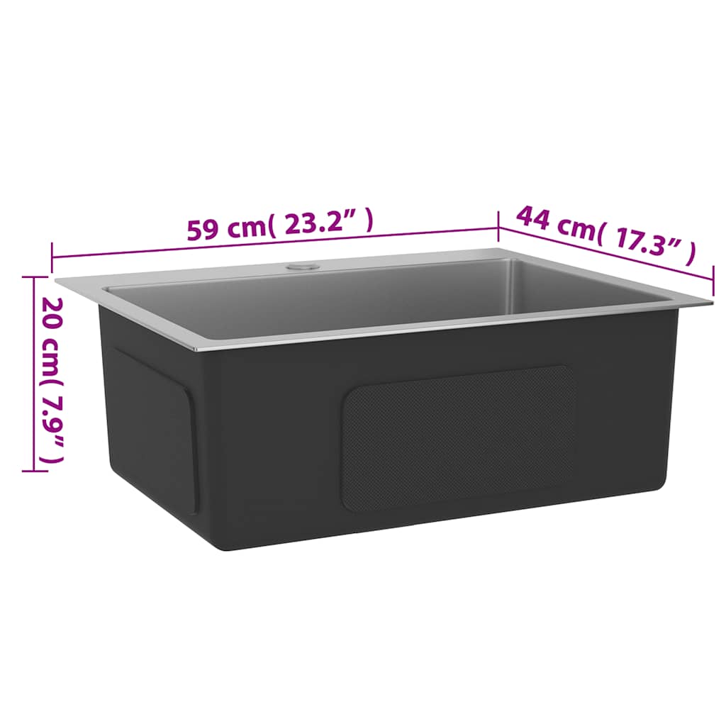 vidaXL Νεροχύτης Κουζίνας Χειροποίητος από Ανοξείδωτο Ατσάλι