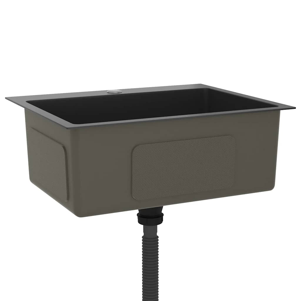 vidaXL Νεροχύτης Κουζίνας Χειροποίητος Μαύρος από Ανοξείδωτο Ατσάλι