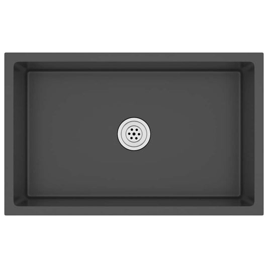 vidaXL Νεροχύτης Κουζίνας Χειροποίητος Μαύρος από Ανοξείδωτο Ατσάλι