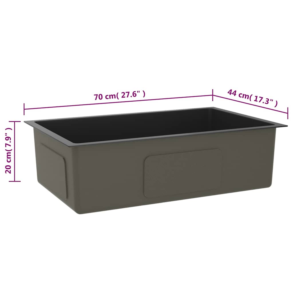 vidaXL Νεροχύτης Κουζίνας Χειροποίητος Μαύρος από Ανοξείδωτο Ατσάλι