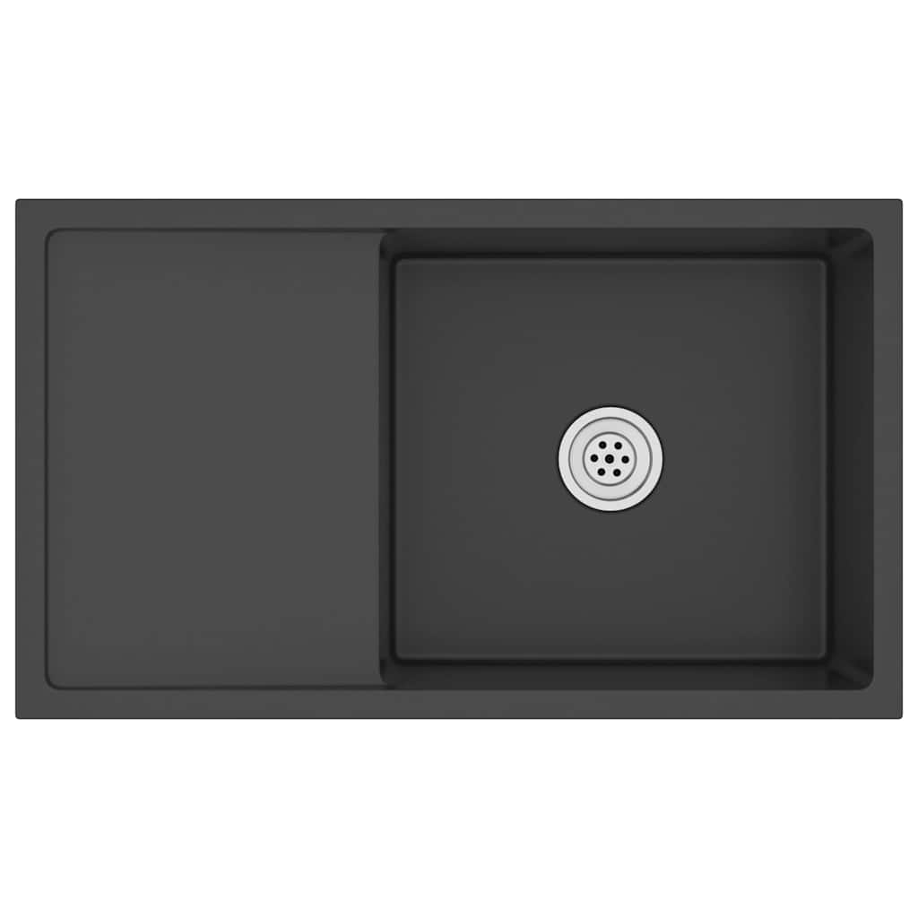 vidaXL Νεροχύτης Κουζίνας Χειροποίητος Μαύρος από Ανοξείδωτο Ατσάλι