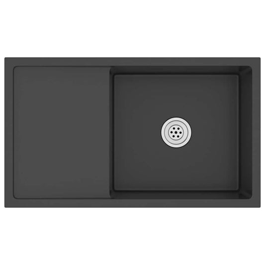 vidaXL Νεροχύτης Κουζίνας Χειροποίητος Μαύρος από Ανοξείδωτο Ατσάλι