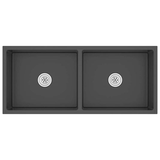 vidaXL Νεροχύτης Κουζίνας Χειροποίητος Μαύρος από Ανοξείδωτο Ατσάλι