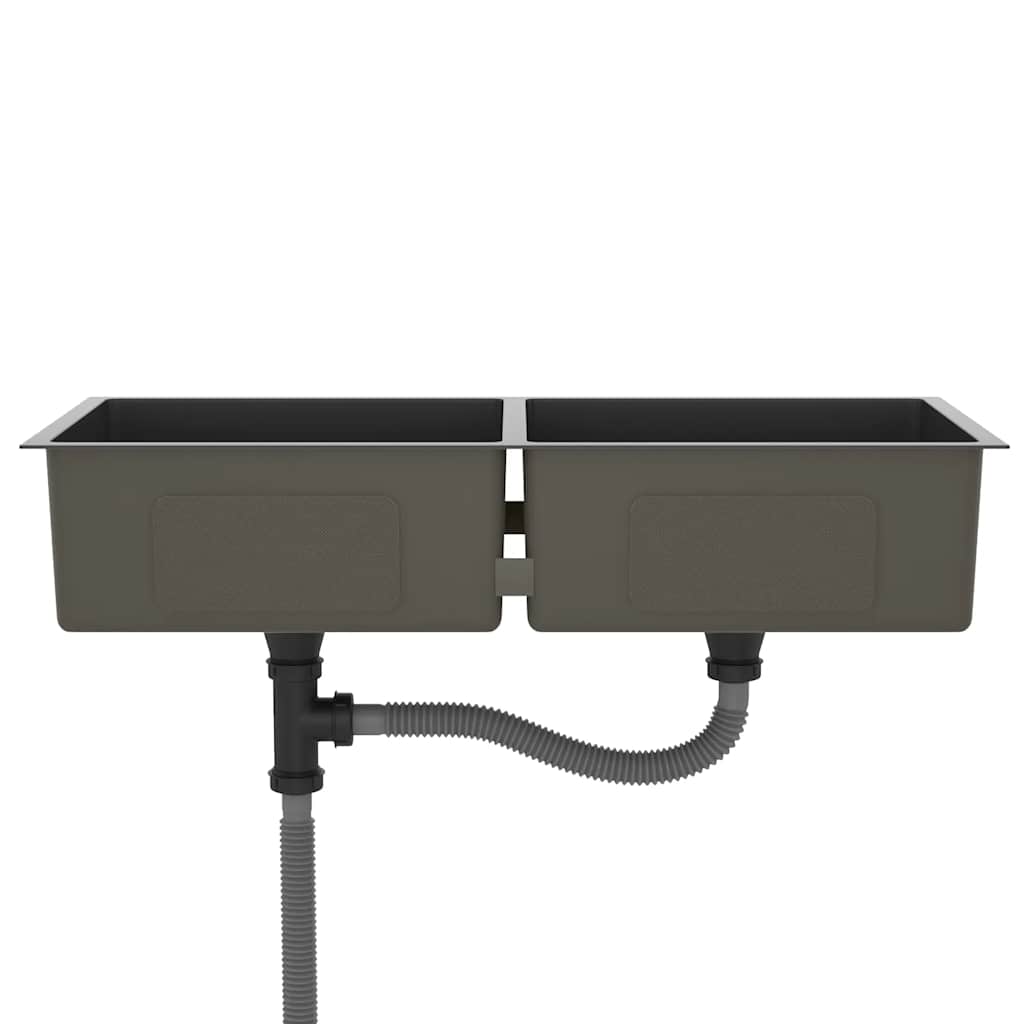 vidaXL Νεροχύτης Κουζίνας Χειροποίητος Μαύρος από Ανοξείδωτο Ατσάλι