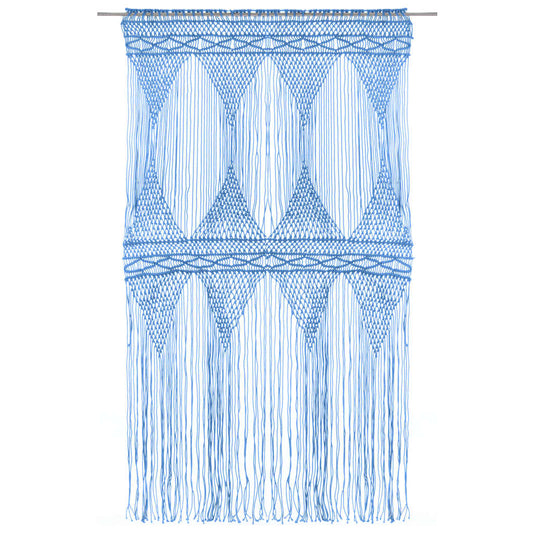 vidaXL Κουρτίνα Μακραμέ Μπλε 140 x 240 εκ. Βαμβακερή