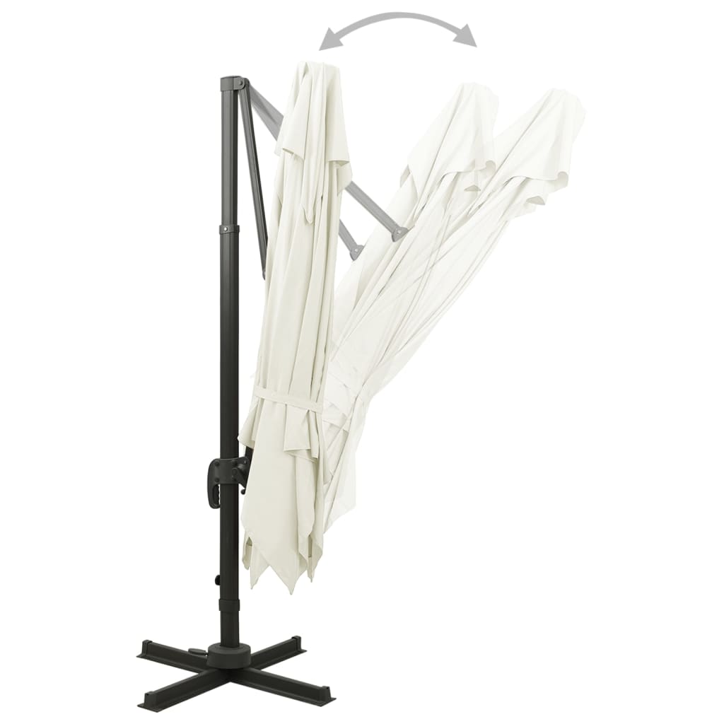 vidaXL Ομπρέλα Κήπου με Διπλή Κορυφή, Άμμος 300x300 εκ.