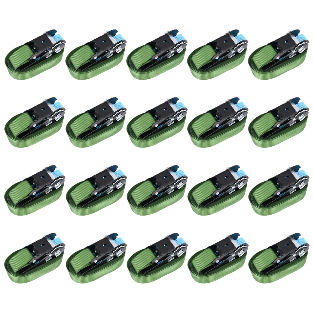 vidaXL Ιμάντες Πρόσδεσης με Καστάνια 20 τεμ. Πράσινοι 800 daN 6 μ.