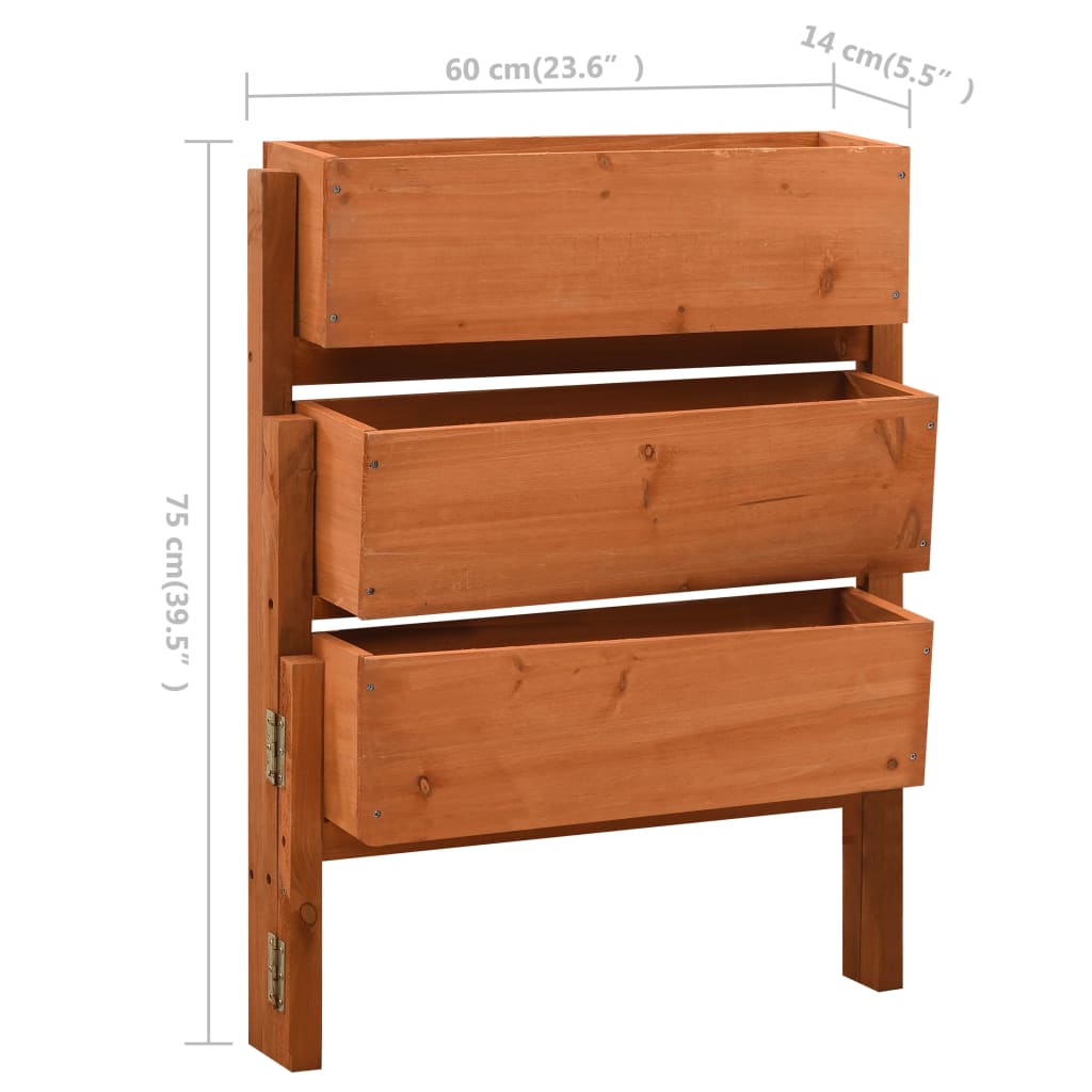 vidaXL Ζαρντινιέρα Πτυσσόμενη Πορτοκαλί 60x14x75 εκ. Μασίφ Ξύλο Ελάτης